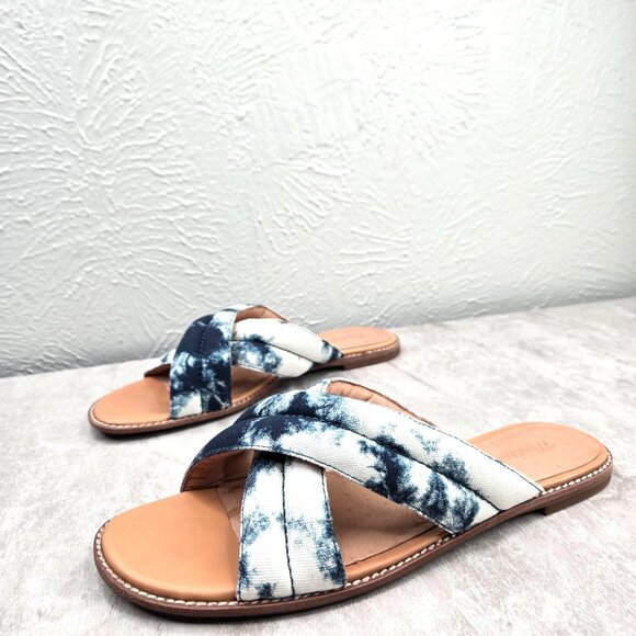 Madewell Tie Dye Slides Quilted Fabric Slip On Beach Summer Flat Sandals Sz 8.5 - Picture 1 of 10